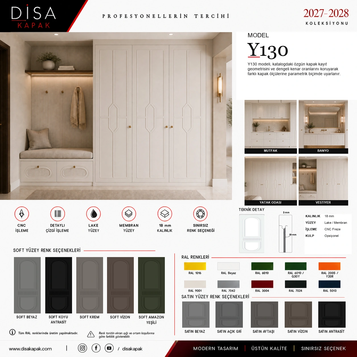 Model Y130 katalog sayfası