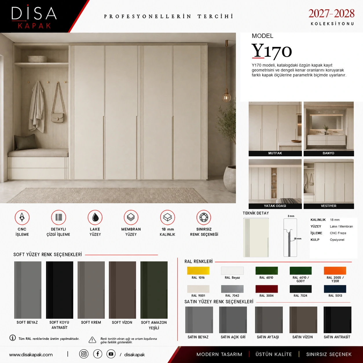 Model Y170 katalog sayfası