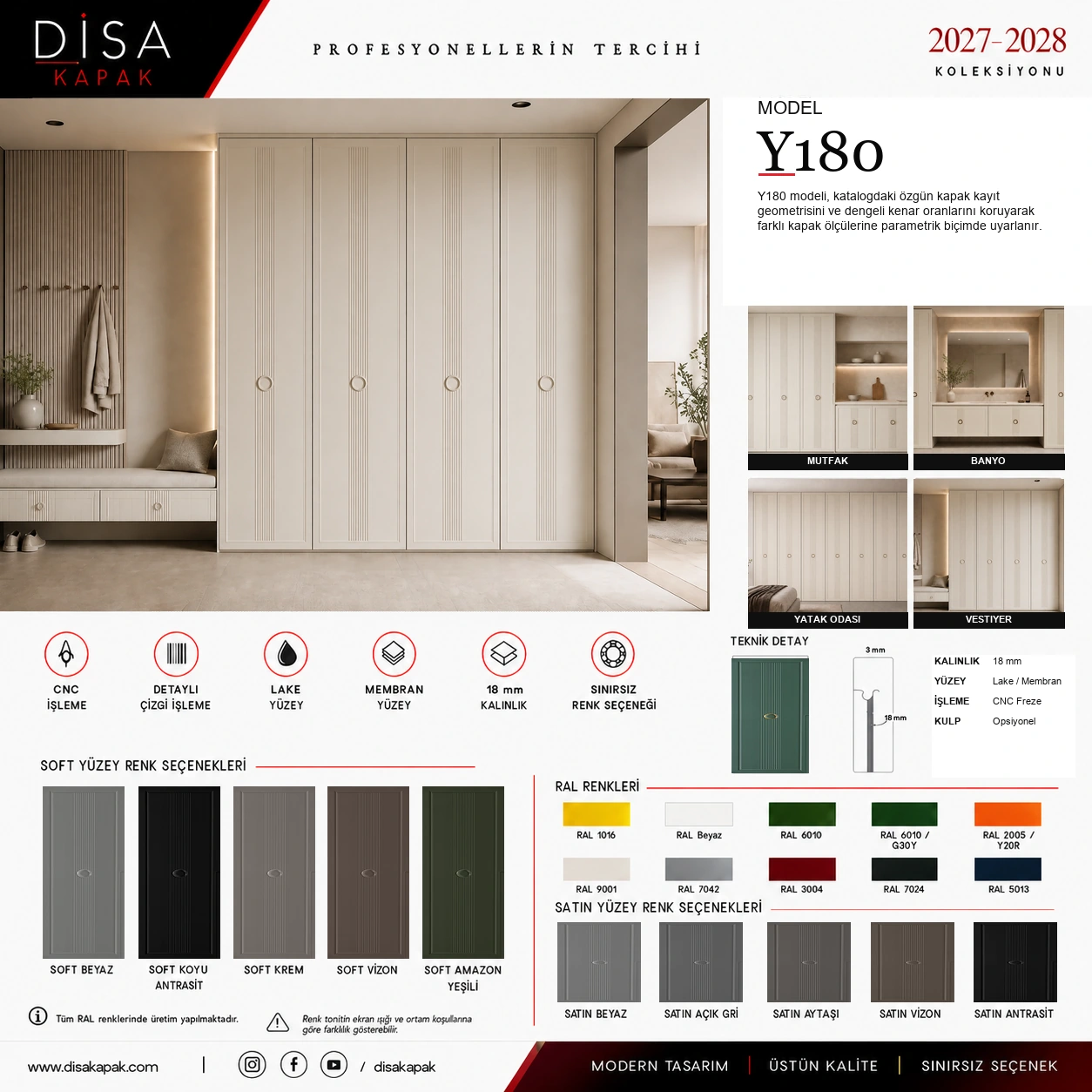Model Y180 katalog sayfası