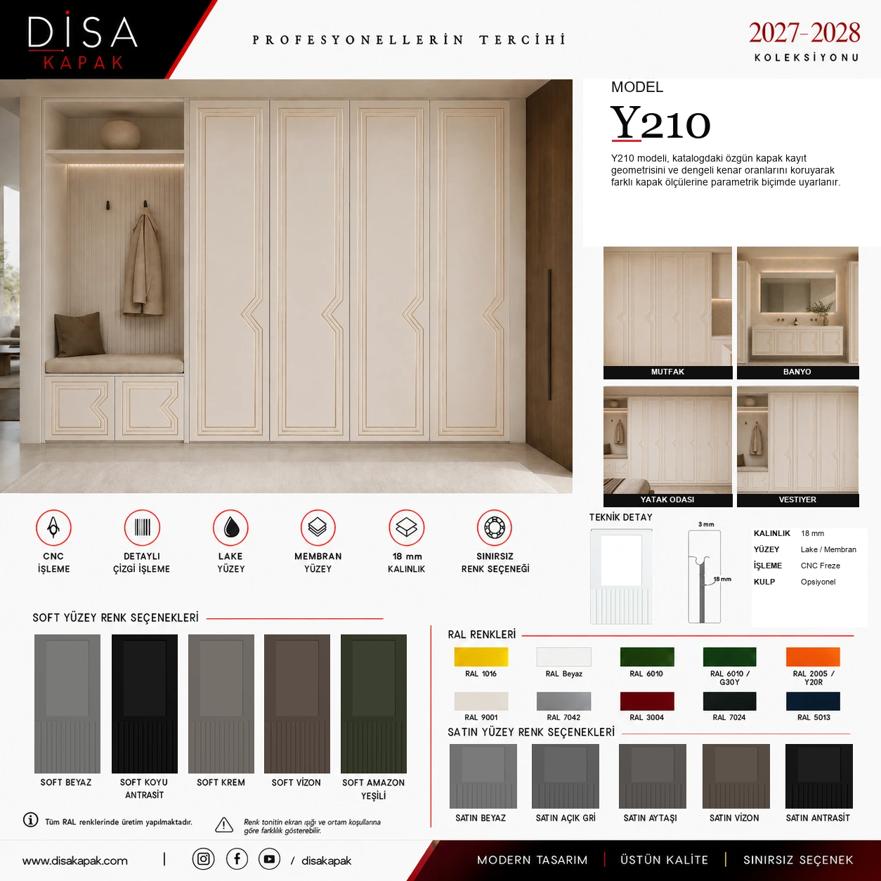 Model Y210 katalog sayfası