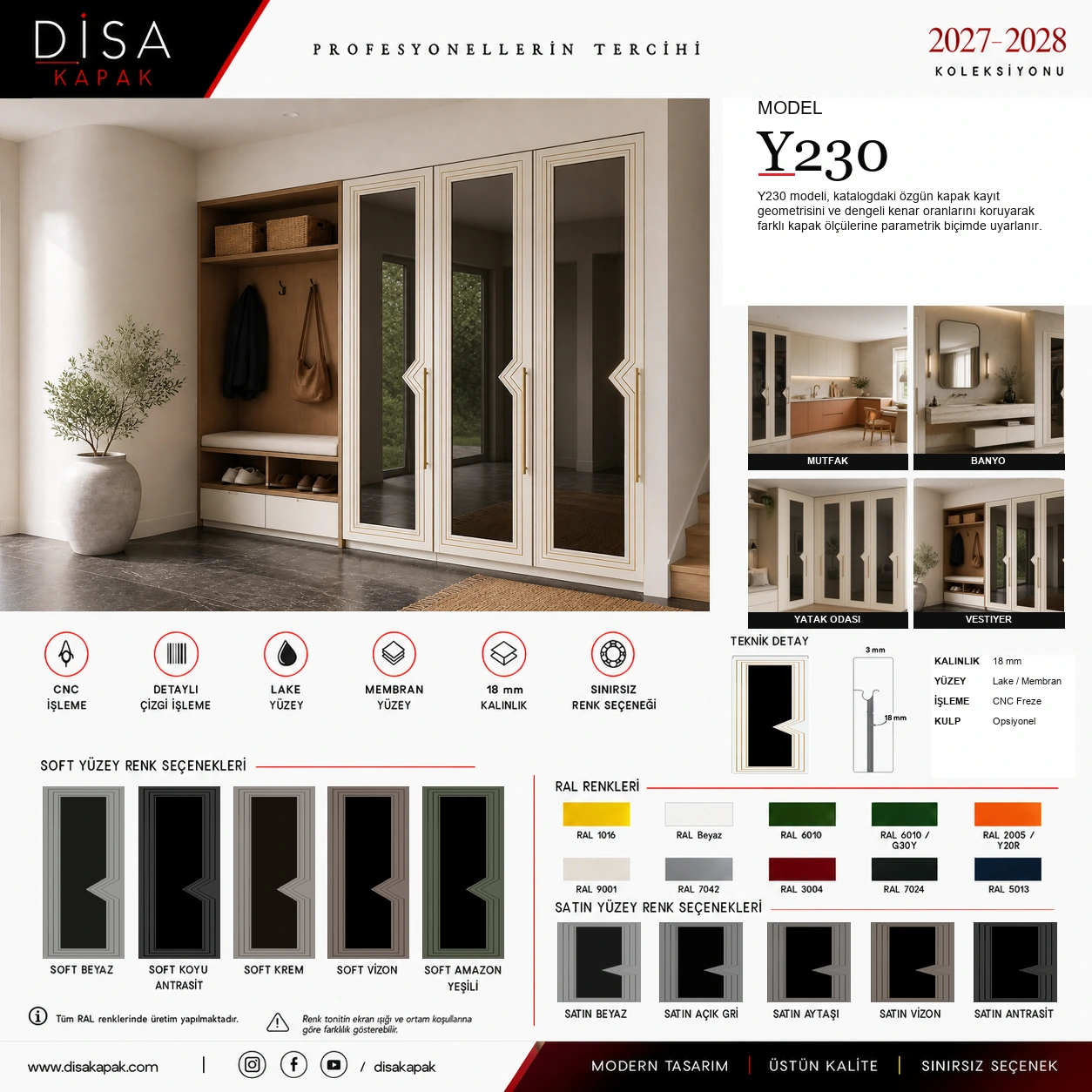 Model Y230 katalog sayfası