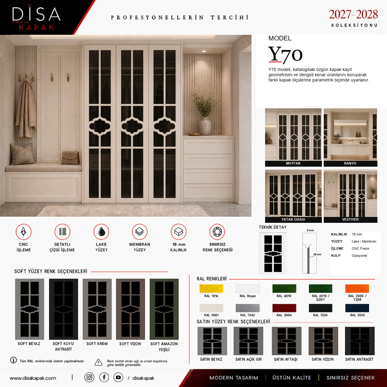 Model Y70 katalog sayfası